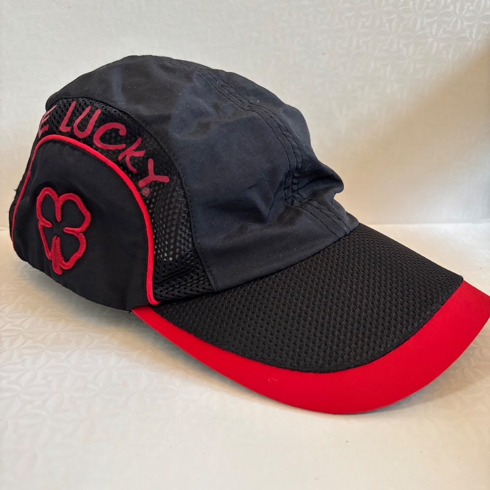 Black Clover Hat Mesh OSFA Black Red Bellagio Live Lucky Sporty Vegas Strip